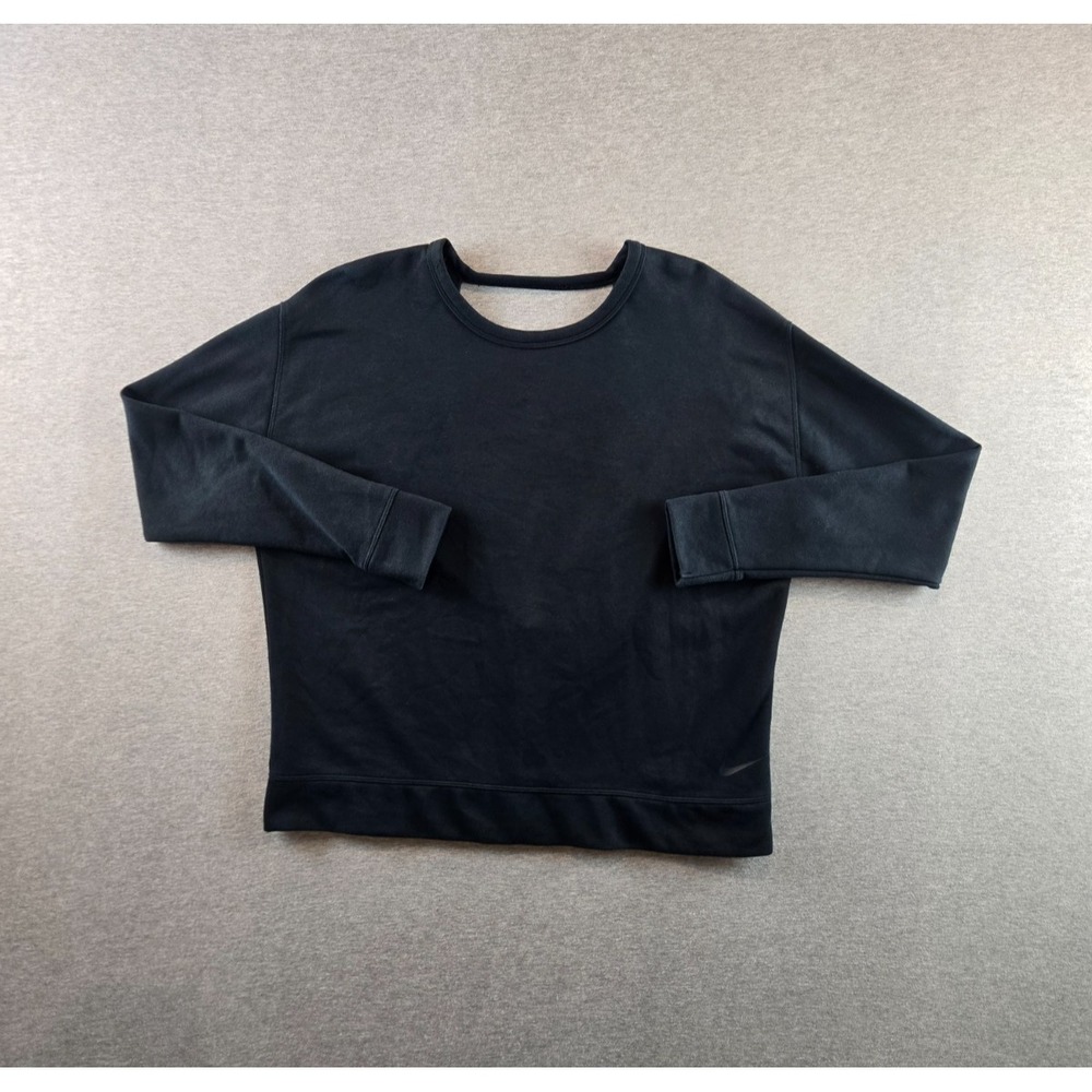 Nike‎ Sweatshirt Womens M Black Open Back Training Top Athleisure 938901-010